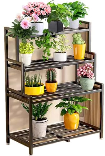 Generisch pflanzenständer2/3/4 Etagen Metall Pflanzenständer Blumenständer, Pflanzenregal Blumenregal Outdoor, Blumenleiter Draußen, Blumentreppe Balkon Metall, Einfach zu montierendes Blumentreppen