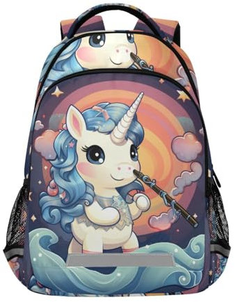 Wzzzsun Baby Einhorn Musik Dudelsack Rucksack Jungen Schulrucksack Mädchen Schulranzen Kinder Reflektierender Schultasche Kinderrucksack Für Schule
