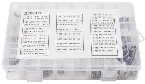 Asyduey Set di Spine Cilindriche Elastiche nel Acciaio Inossidabile un Tensione di Perno un Molla 280PZ M1.5 M2 M2.5 M3 M5 M6 M8 Tassello