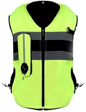 Chaleco Airbag for Motocicleta Con Cremallera Chaqueta De Equitación Reutilizable, Activa El Airbag En 0,1 S.(Green,XXL)