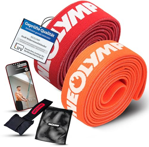 NEOLYMP Fitnessbänder Set Stoff - waschbare Resistance Bands, Widerstandsbänder, Krafttrainingssets, Gymnastikband inkl. E-Book mit Trainingsband-Übungen