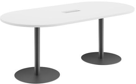 Générique Table de réunion Ovale L 210 cm piètement colonnes Essens (Blanc, H 75 x L 210 x P 100 cm, Anthracite)
