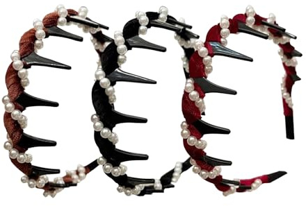Hårband halkar ner hårband med teeth, 3-delad flexibelt pannband set, lätt säker hålldesign, för kvinnor hårstyling utomhus resor skola användning