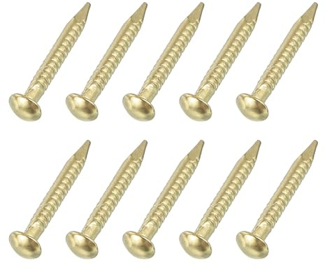 QUARKZMAN 50 Pzs Pequeños Clavos De Metal 1.2 X 10mm Clavos De Latón Dorado | Con Cabeza Redonda, Para Trabajos De Carpintería Hogareña Colgar Cuadros Proyectos DIY
