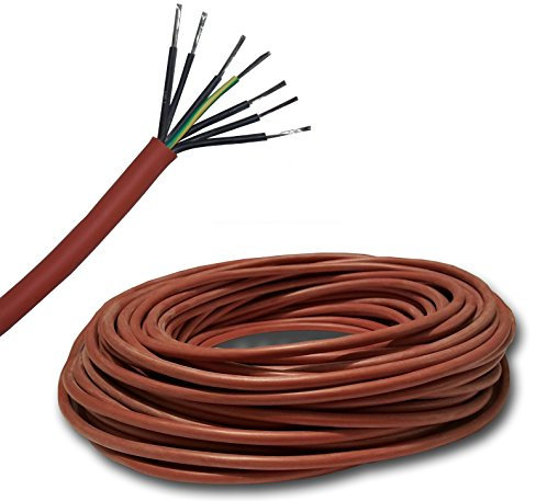 Câble en silicone Câble de sauna par le compteur SIHF-J 7x2.5 mm² - convient pour poêle de sauna jusqu’à 9kW, 100% OFC en cuivre étamé - sélection par palier de 1 mètre -voir menu déroulant-