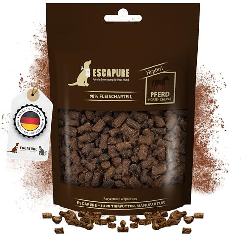 ESCAPURE Hupferl - Hunde Leckerli aus Pferdefleisch in Premium Qualität - 98% Muskelfleisch - Protein Trainingssnacks ohne künstliche Zusatzstoffe & Getreide (150g)