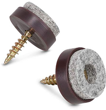 Navaris Felt Pads for Furniture (50 Pieces) - Round Screw-in Sliders for Chair Legs, Feet - Floor Gliders to Protect Hardwood - 3/4, Brown