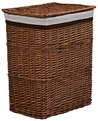 vidaXL Cesta para la Ropa Sucia Apilable Canastos Contenedor Bolsa Colada Almacenaje Baño Clasificación de Lavandería Organizador Sauce Marrón