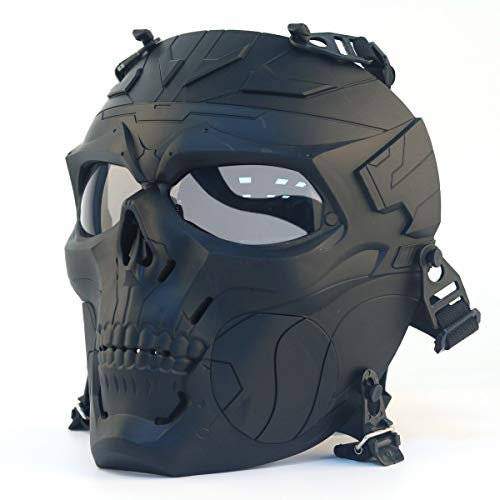 WISEONUS Airsoft Tactical Skull Maske Schutzausrüstung Vollgesichtsmaske Grau Lens Maske für Jagd Paintball CS Wargame Halloween