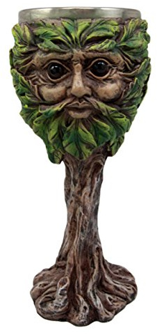 Ebros Gift Whimsical Chibi Forest Spirit Greenman Wine Goblet Beverage Chalice Cup Figurine 6oz Mythical Legends Merlin Celtic Folklore Green Earth Gaia Deity Drinkware Barware