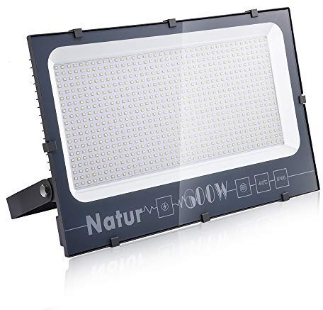 600W Projecteur LED Extérieur, Natur Super Lumineux 60000lm 6000k Spot Led Exterieur, IP66 Imperméable Sécurité Floodlight pour Cour, Garage, Terrain de Basket, Jardin (Blanc Froid)