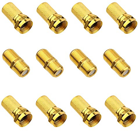 4 Paare Vergoldet F-Stecker Set - 8x7mm F-Stecker & 4xSAT Adapter Verbinder F-Buchse auf Koax Stecker Verbinder Koaxialkabel verlängern, Breite Mutter mit Gummidichtung für Sat Kabel BK Anlagen