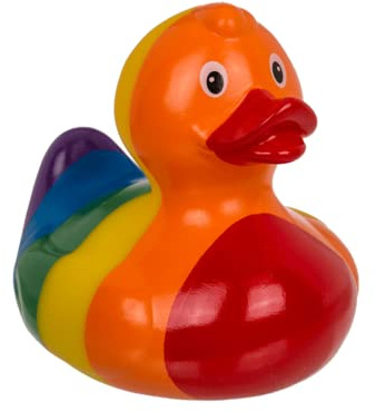 Anatroccia in gomma bagno. Anatri in gomma. Anatroccia auto. Resistente all'acqua e allo sporco, ideale per il bagno del bambino, a partire da 6 mesi. Certificato UE. (Arcobaleno anatroccolo)