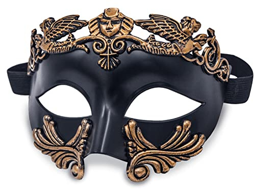 MYSEUNI Masquerade Mask for Men - Roman Greek Venetian Half-face Mask for Mascarade Ball Halloween Party Mardi Gras Masks Costume Accessory
