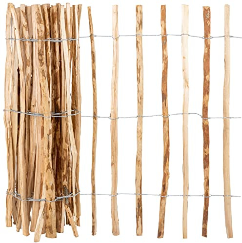 VOSS.garden 3X 5m Staketenzaun 120cm, Gartenzaun aus Haselnuss Rollzaun Teichzaun