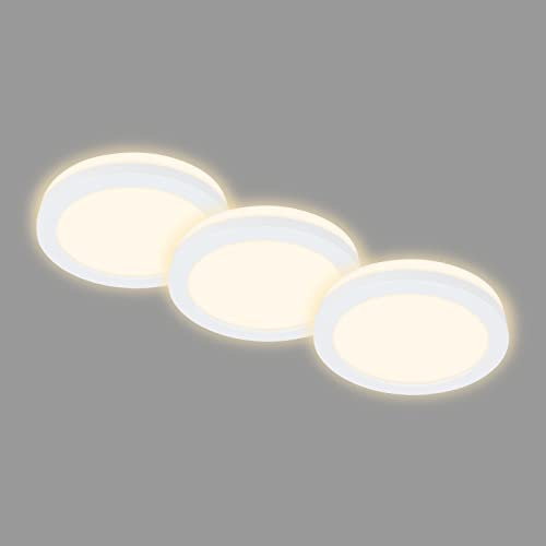 BRILONER - Set di 3 plafoniere da incasso, retroilluminazione da incasso a LED, faretto da incasso per bagno, faretto da incasso per bagno IP44, bianco, 84x36,5 mm (DxH)
