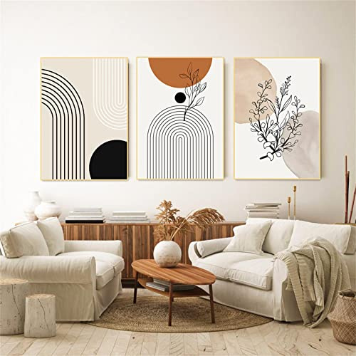3er Design Poster Set Wandbilder, Abstrakt Strichzeichnung Pflanze Blumen Leinwand Bilder, Leinwand Kunstposter Wanddeko für Wohnzimmer Schlafzimmer (50x70cm)