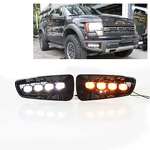 HIBEYO Strålkastare passar Ford F150 SVT Raptor 2009–2014, frontstrålkastare, projektor, ersättningsstrålkastare, huvudstrålkastare, tillbehör (förare och passagerarsida)