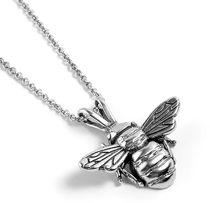 HENRYKA Cute Honey Bee Necklace in 925 Sterling Silver and 24ct Gold Plate, Insect Pendant, Bumble-Bee Gifts