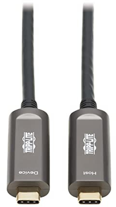 Tripp Lite Câble de données en fibre USB-C (10 Gbit/s), câble optique actif USB 3.2, mâle vers mâle, certifié plenum pour installations murales, 10 mètres, garantie 3 ans (U420F-10M-D321)