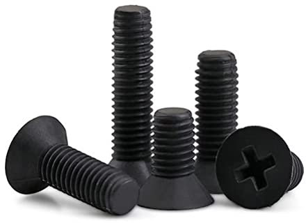 FEEIMOL Nylon Schrauben Kreuzschlitz Flachkopf Maschinenschrauben Kunststoffschrauben Schwarz M4x8mm (50 Stück)