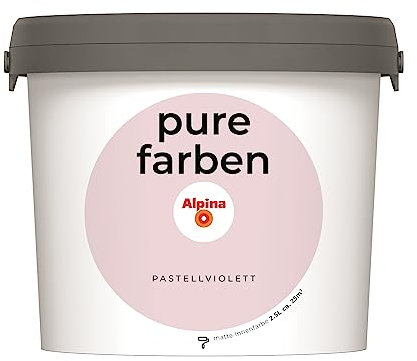Alpina pure farben Wandfarbe – Pastellviolett – strapazierfähige und atmungsaktive Innenfarbe – ergiebig, gut deckend & reinigungsfähig – 2,5 Liter