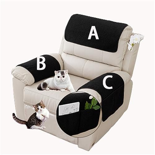 Sesselschoner Sesselschutz Sesselüberwurf Armlehnenschoner Für Sofa Kopfstützenbezug Für Möbelbezüge, Couch überzug Anti-rutsch Sofaschutz,Ultra Weicher Sofaschoner (2 Personen (4er-Set),Schwarz)