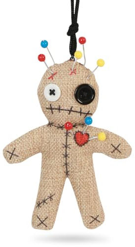 KarnevalsTeufel Halskette Voodoo-Puppe Wicked Things Hexe Knöpfe Naht Nadel Verkleidung Hallloween