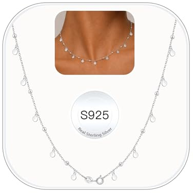 FUNEIA 925 Sterling Silber Kette Damen Verstellbare Halskette Verlängerungskette und einer Breite von 0,75/1/1,2/1,3/1,5 Silberkette Damen 925 ohne anhänger 40CM-60CM (50CM, Pailletten Perlen Chain)