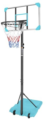 FUNJEPE 7ft Portable Height Adjustable Freestanding Basketball Stand Basketball hoop net with Transparent Backboard Set System for Indoor/Outdoor，165-213cm (blue)