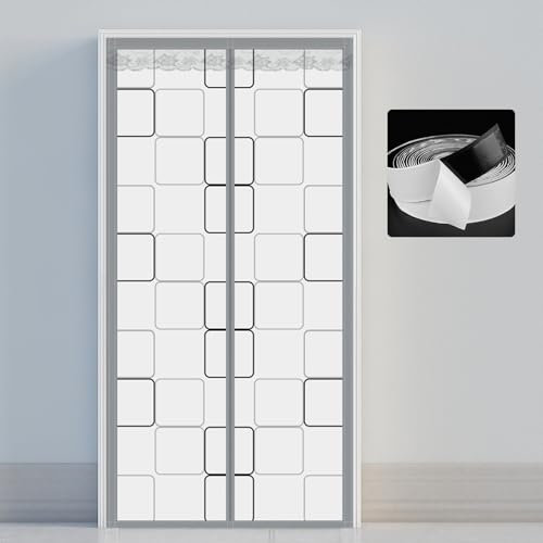 Wärmevorhang Kälteschutz Tür 190x220cm, Isolier Schutz Kälteschutzvorhang Haustür Magnetisch abdichtender für Außentür Balkontür Fenster, Blickdicht（grau -H）