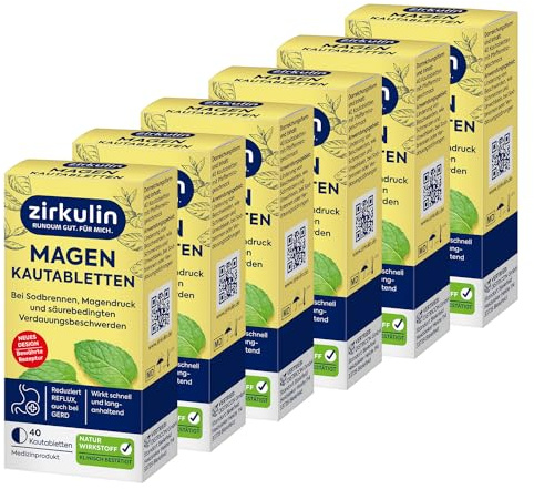 Zirkulin Magen Kautabletten 240 Stück - Pfefferminzgeschmack – Schnelle Linderung bei Sodbrennen und Magendruck – Hilfe gegen Verdauungsbeschwerden – für gezielte Magenunterstützung