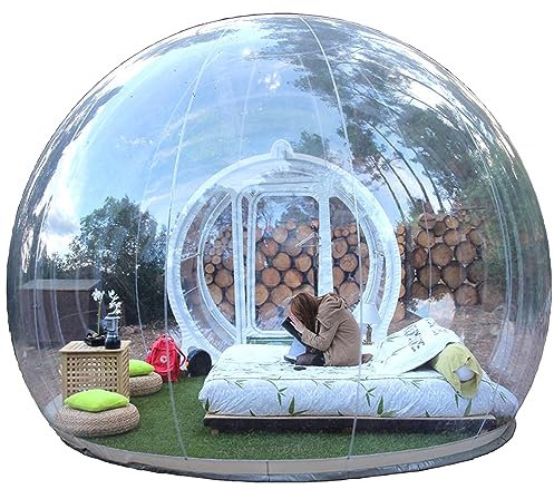 GeRRiT Blasenzelt im Freien, aufblasbares Blasenzelt, aufblasbares Kuppelzelt, Material, transparent, 360°-Ansicht mit Kanal, geeignet für Camping, Wandern, 1–2 Personen