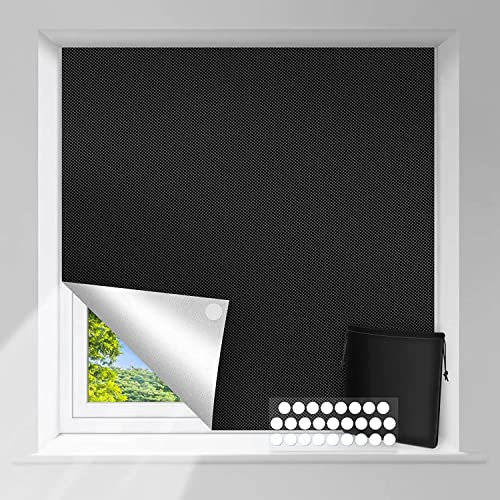 Fenster Verdunklungsrollo Dachfenster Verdunkelung Sonnenschutz Rollos für Fenster Velux Verdunkelungsrollo Tragbare Fenster ohne Bohren inkl Nano-Klebebänder Freischnitt (150 x 200cm)
