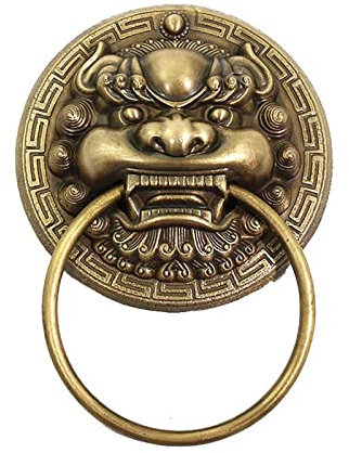 STMKB Türklopfer Aus Messing, Tierkopf, Löwenkopf, Antik-Türklopfergriff, Antik-Bronze-Finish, Starker Dreidimensionaler Effekt, Geeignet Als Türgriff Für Schubladen, Garderobenstühle