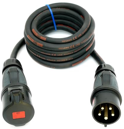 CEE Starkstromkabel (1,5m-50m) 32A Verlängerungskabel Titanex H07RN-F 5x6mm² mit schwarzem PCE Grip Stecker und Kupplung, Event-Line von Event-Kabel&more (15 Meter)