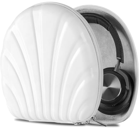 Geekria PRO Rugged Headphones Case Compatible with B&O Beoplay H95, H9 3rd Gen, H9i, H8, H7, Hard Shell, Durable, Multi-Layer Protection Travel Carrying Bag (Seashell, White)