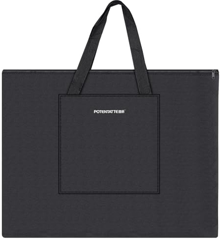 SOKOSEY Kunst-Portfolio-Tasche, Kunst-Portfolio-Tasche, Nylon, leicht, für 45,7 x 61 cm große Kunstwerke, schwarze Tragetasche für Poster, Skizzieren und Zeichnen, wasserdicht, faltbar, 1 Stück