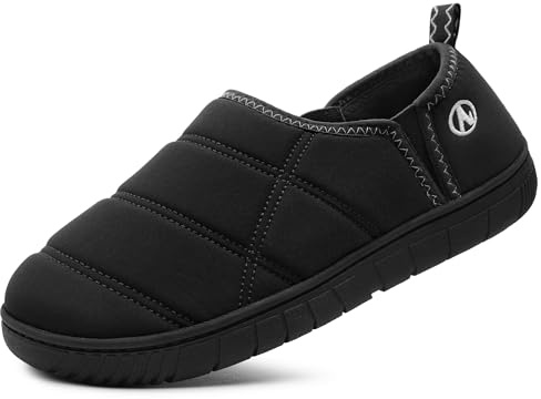 MIXIN Mens Slippers Indoor/Outdoor Comfy House Shoes Slip On Memory Foam Slippers Black Size 7