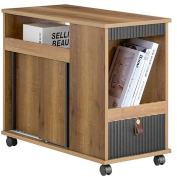 SoBuy Aktenschrank Aktenschrankwagen Druckerständer Rollcontainern Druckertisch Lagerschrank Schrank für Büro Vintagebrau BHT ca. 35x61x75cm FBT143-PF