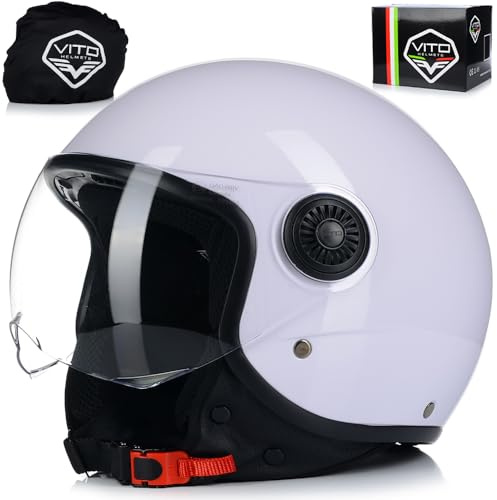Jet Helm Mopedhelm | VITO Loreto | Herren und Damen | Jethelm mit Visier | ECE 22.06 Zertifiziert | Motorradhelm (XS (53-54cm))