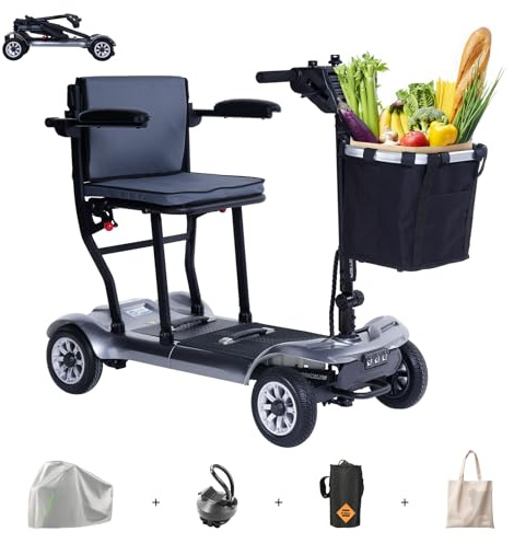 Mobility Scooter PAISEEC D3 Lightweight Mobility Scooter for Senior, 39.7 lbs Folding Mobility Scooters with 2 Batteries, All Terrain Travel Scooter up to 18.6 Miles Airline Approved Mobility Scooters