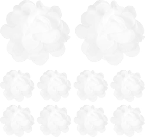 NUOBESTY Künstliche Blumen 5.50X5.50X1.20Cm Chiffon Blütenköpfe Weiß Lebensechte Mini Kunstblumen Zum Basteln Haar Schmuck Dekoration Für Hochzeit DIY Wiederverwendbar 10 Stück