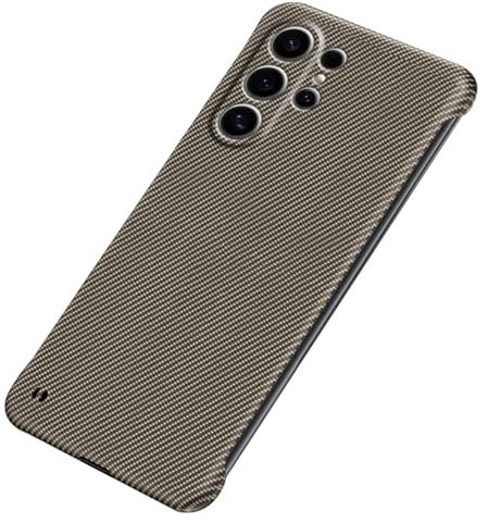 TYLYJSU Senza Cornice Cover per Samsung Galaxy S25 Ultra/S25 Plus/S25, Ultra Sottile Cover in Fibra di Carbonio PC Copertura Completa per L'obiettivo,Ottone,S25