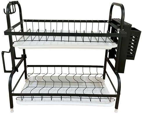MAGNA RETAIL Sink Dish Drainer Rack | Draining Board | Drying Rack | Cutlery Drainer for Kitchen Counter | Removable Drip Tray (2-Tier)