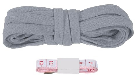 PATIKIL Flat Drawstring Cord 10mm x 5 Yd, Draw String Replacement Flat Rope Soft Cotton Hoodie String Cords Roll with Ruler for Sweatpants Shorts Pants Strap Garment, Dark Grey