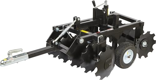 P. Lindberg Scheibenegge 83 cm für Quad, ATV und Rasentraktoren | 10 Stahlscheiben, höhenverstellbare Transporträder, 50-mm-Kugelkupplung, ideal für die Bodenbearbeitung und die Feldpflege