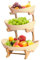 Présentoir à fruits à 3 étages avec bac à fruits, panier à fruits à plusieurs étages pour cuisine, support moderne en bois, support pour gâteaux aux fruits et panier de rangement pour plan de travail