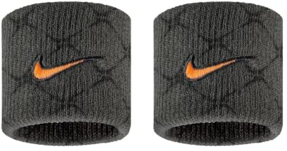 Nike Dri-Fit Swoosh Classic Wristbands Printed 2er Pack Schweißbänder Tennis Fitness Running Handgelenkbänder, Anthracite/Black/Total Orange, One Size