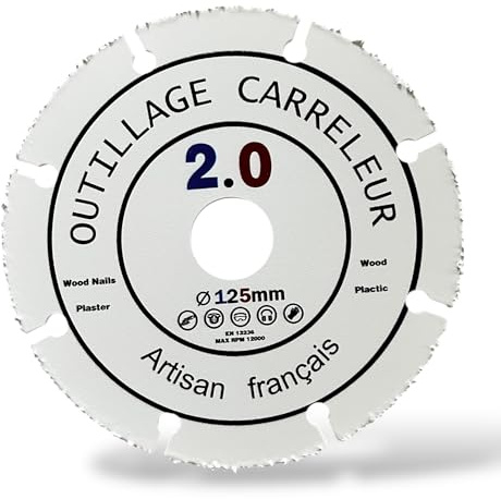 Disque Coupe-Tout 125 mm Polyvalent – Bois, Plastique & PVC | Alésage 22,23 mm – Meuleuse d’Angle | Coupe Propre & Rapide | Outillage Carreleur 2.0 – Artisans Français